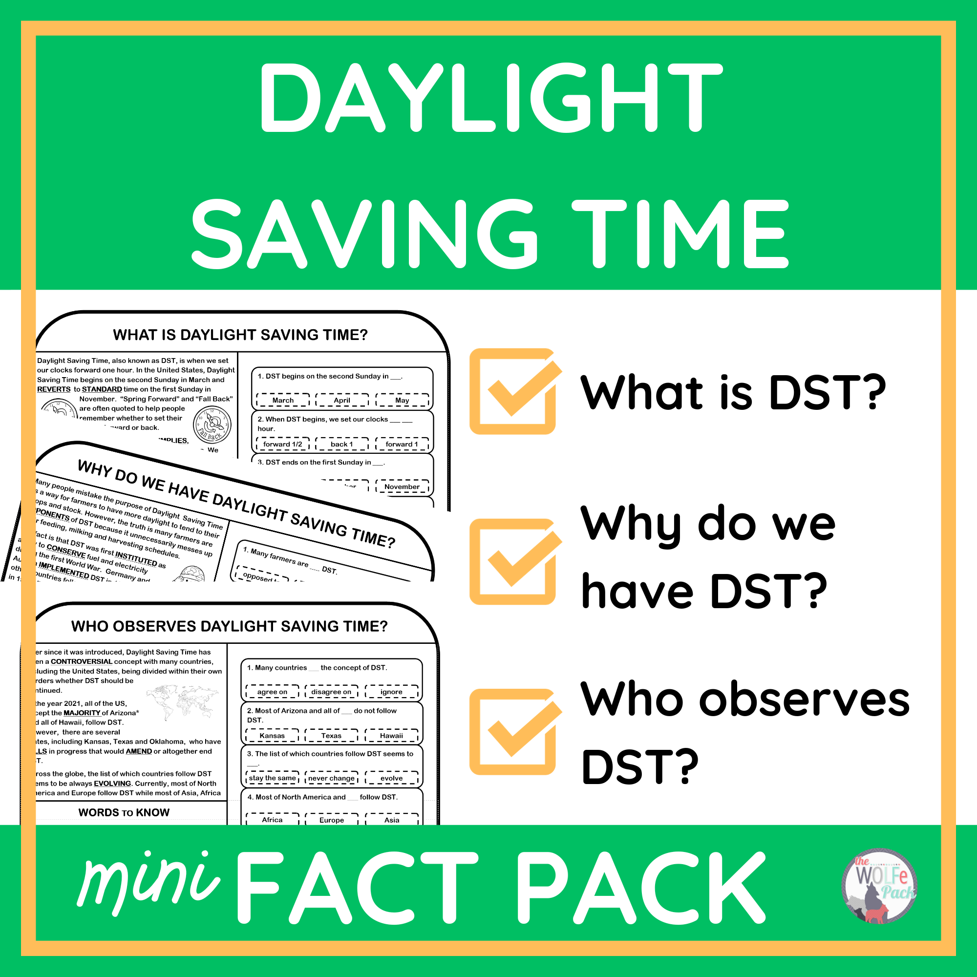 Daylight Saving Time Mini Fact Pack - The WOLFe Pack